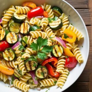 Salade de pâtes froides et légumes grillés - Farciennes.