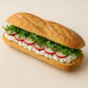 Sandwich fromage blanc, radis, ciboulette et roquette - Fringale à Farciennes.