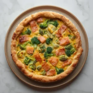 Quiche saumon brocolis farcienne